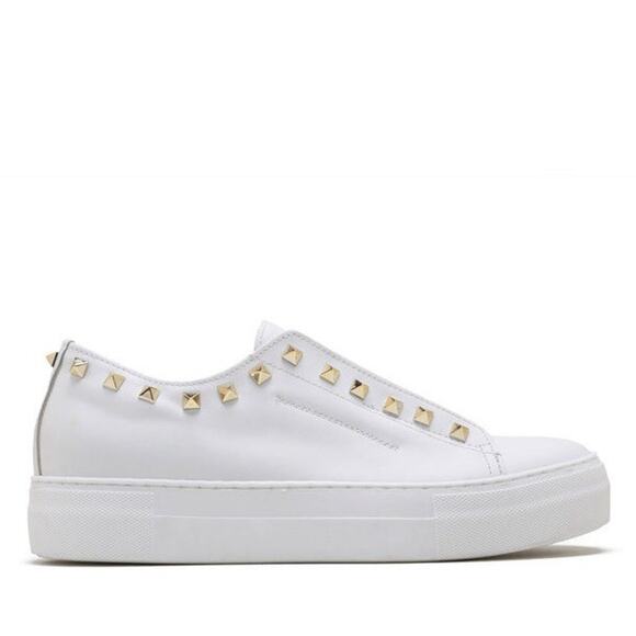 Michele Lopriore Shoes - Michele Lopriore Mila White Leather Studded Sneakers Made in Italy